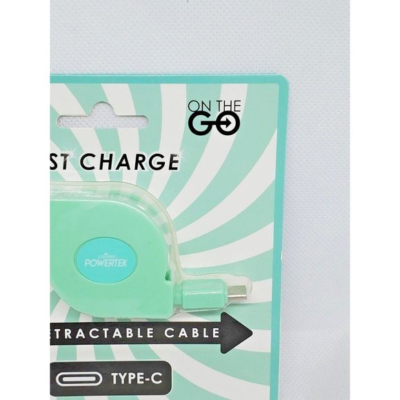 Liquipel Powertek On The Go Fast Charge Mint Type C 3ft Retractable Phone Cord - Picture 4 of 12